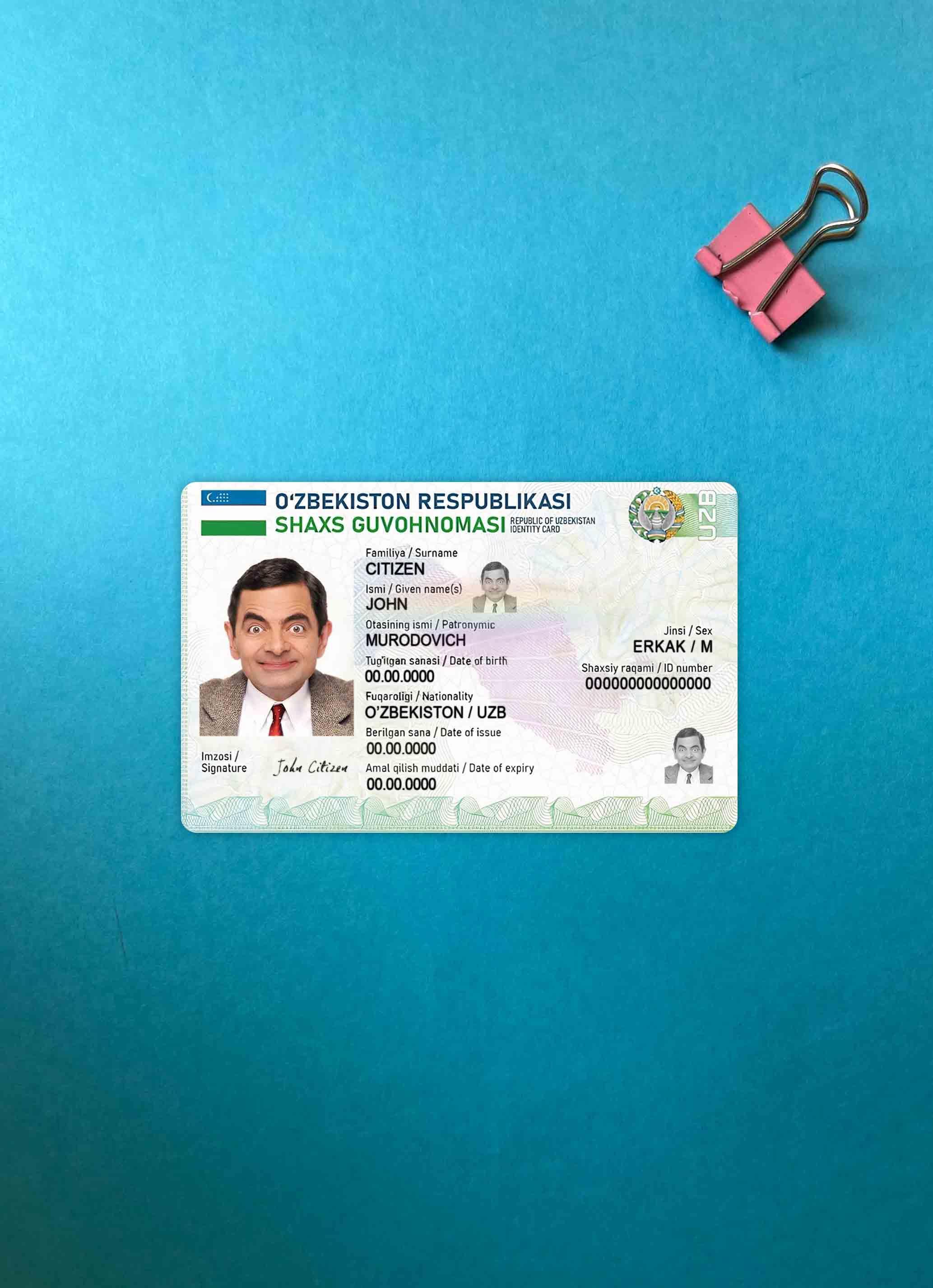 Downloadable Uzbekistan ID card photolook template